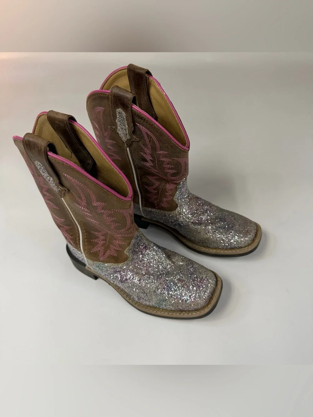 Smoky Mountain Boots Little Girls Size 13.5 Cowboy Boots Glitter Sparkle Brown